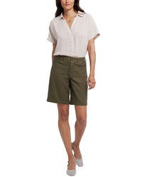 Nydj Bermuda Bay Leaf Linen-Blend Short Jean