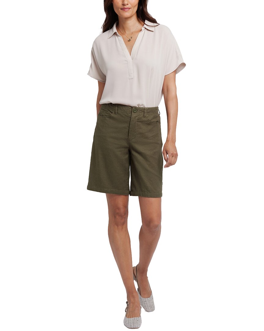 Nydj Bermuda Bay Leaf Linen-Blend Short Jean