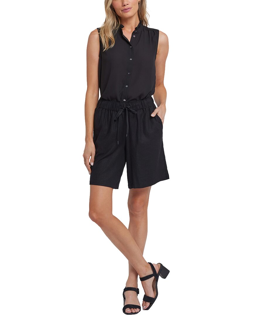 Nydj Breezy Black Linen-Blend Short Jean