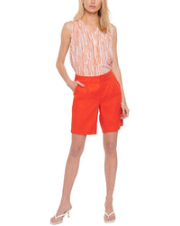 Nydj Modern Orange Poppy Linen-Blend Short