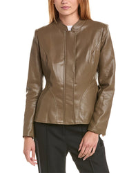 Via Spiga Peplum Faux Leather Jacket