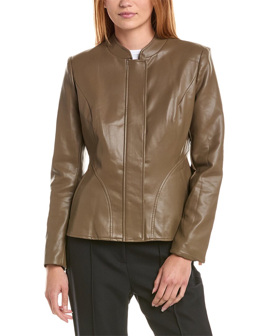 Via Spiga Peplum Faux Leather Jacket