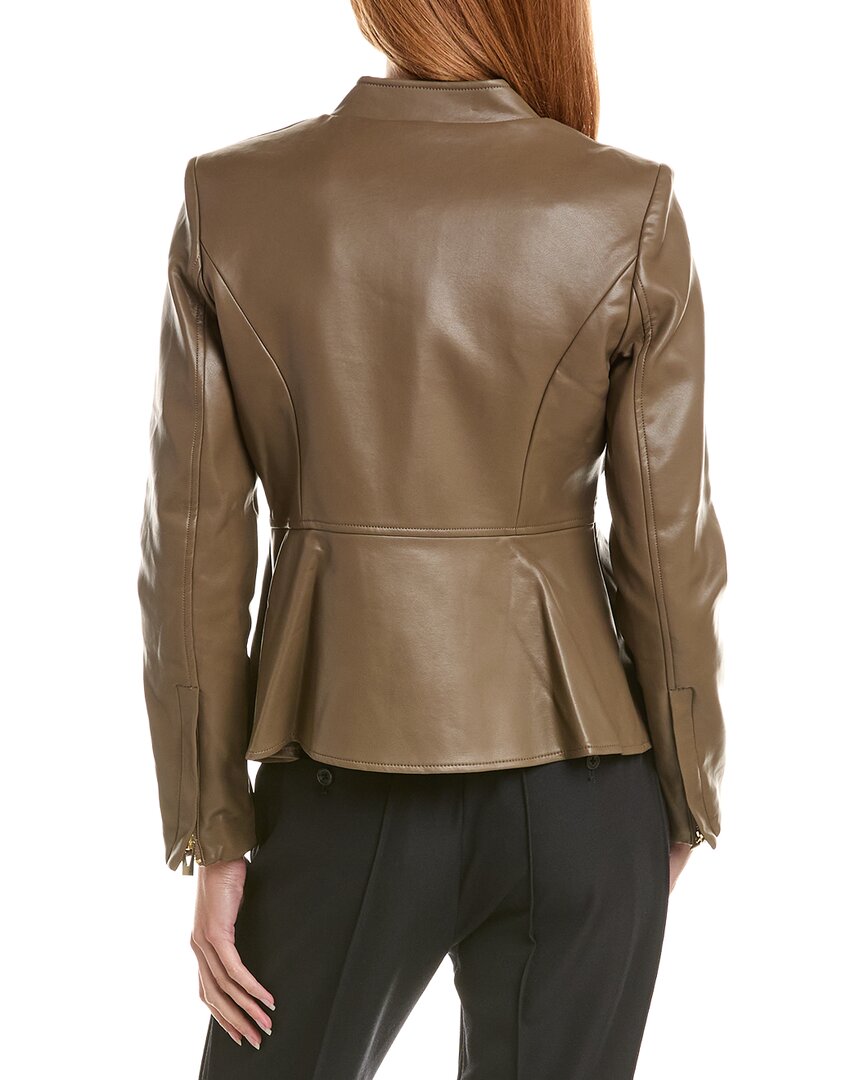 Via Spiga Peplum Faux Leather Jacket
