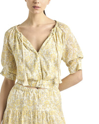 Derek Lam 10 Crosby Derek Lam 10 Crosby Suri Printed Voile Tuck Front Top
