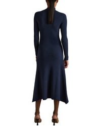 Reiss Hannah-Plain Fluted Knitted Midi Dress