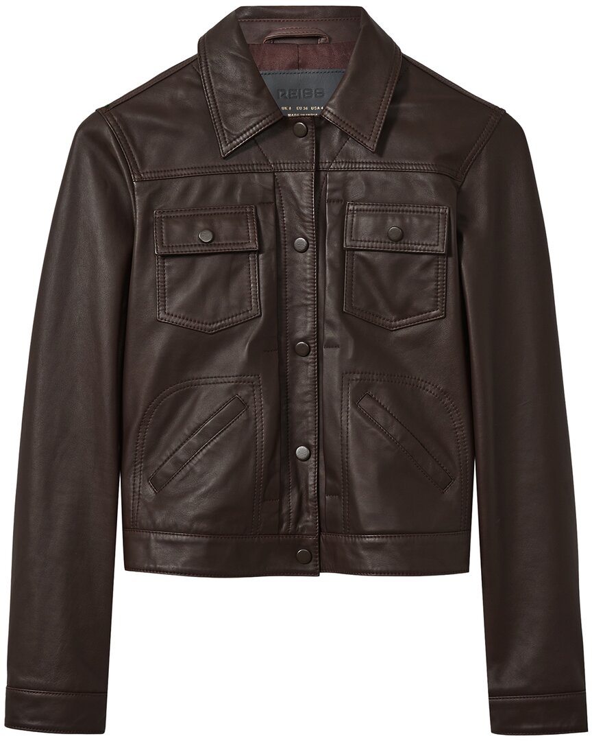 Reiss Ely Sheep Leather Trucker Jacket