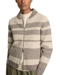 Reiss Alexa-Stripe Zip Through Wool Top