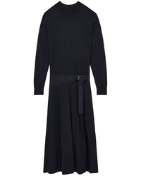 Reiss Alina Belted Knit Woven Maxi Dress