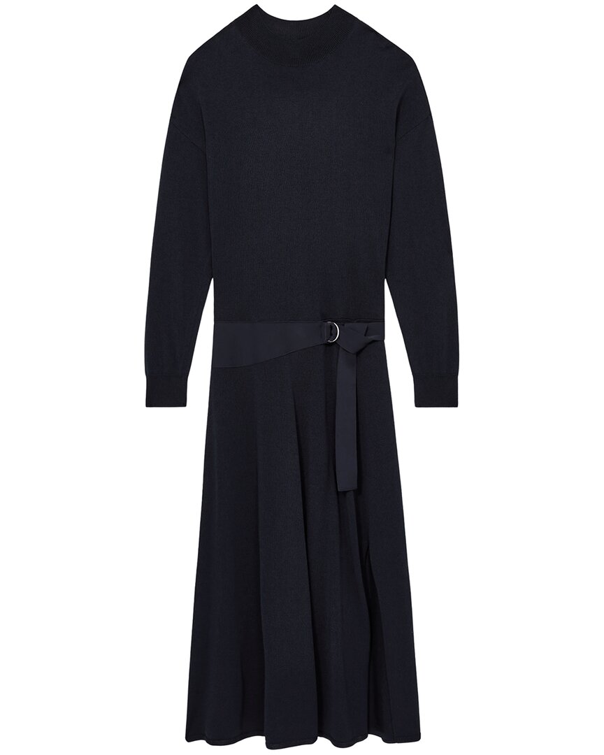 Reiss Alina Belted Knit Woven Maxi Dress
