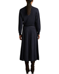 Reiss Alina Belted Knit Woven Maxi Dress