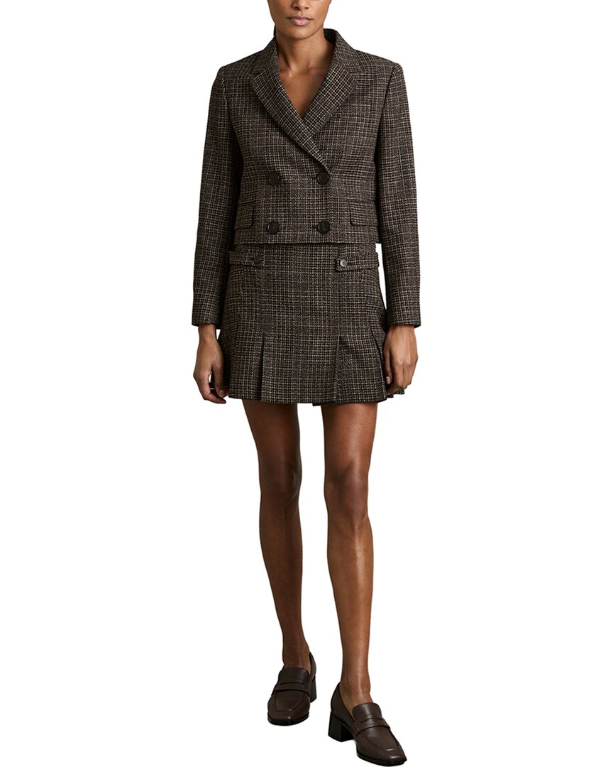 Reiss Vienna Double-Breasted Cropped Textured Wool-Blend Blazer