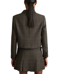 Reiss Vienna Double-Breasted Cropped Textured Wool-Blend Blazer