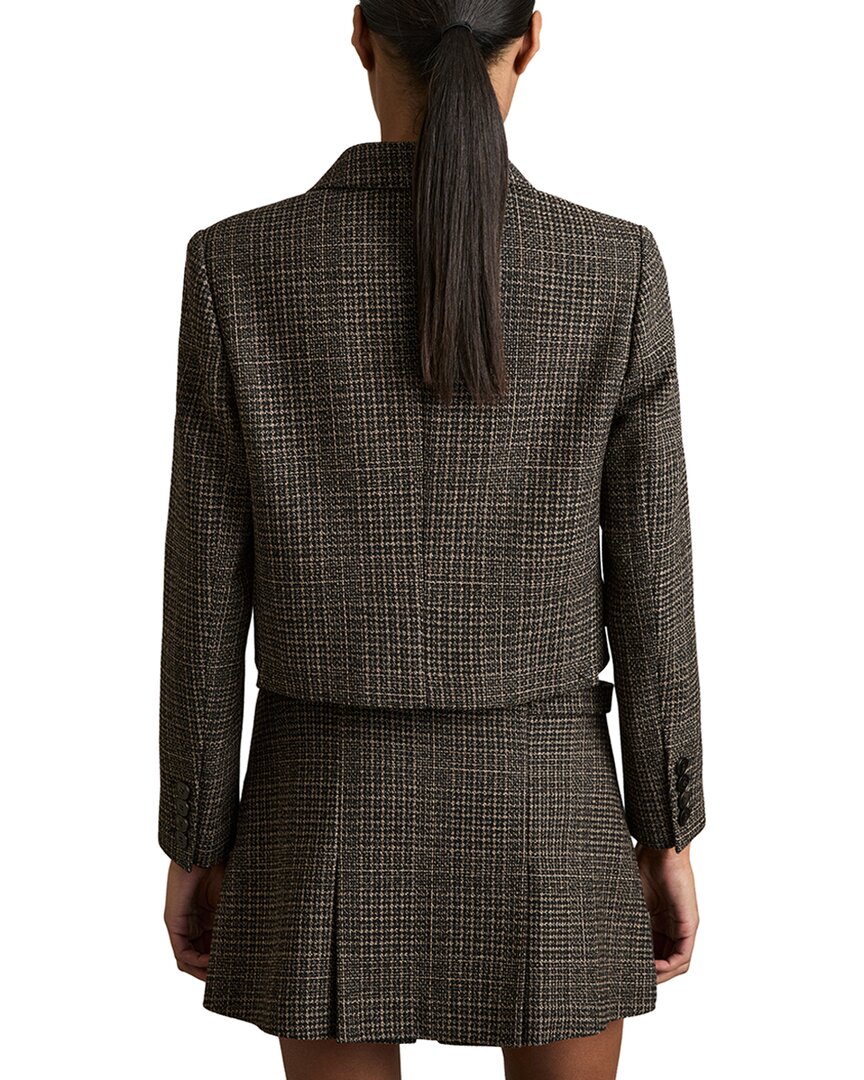 Reiss Vienna Double-Breasted Cropped Textured Wool-Blend Blazer