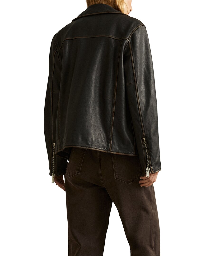 Reiss Reiss Beau-Relaxed Sheep Leather Biker Jacket