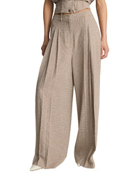 Kenneth Cole Kenneth Cole High-Rise Fly Front Triple Pleat Wide Leg Linen-Blend Pant
