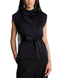Kenneth Cole Kenneth Cole High Cowl Neck Belted Blouse