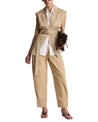 Kenneth Cole Kenneth Cole High Rise Fly Front Waistband Tab Barrel Leg Pant'