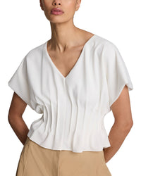 Kenneth Cole Kenneth Cole Pleated V-Neck Pullover Top