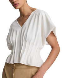 Kenneth Cole Kenneth Cole Pleated V-Neck Pullover Top