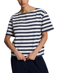Kenneth Cole Kenneth Cole Boat Neck Boyfriend Stripe T-Shirt