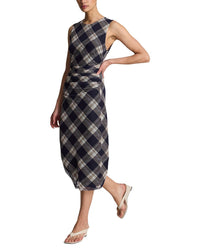 Kenneth Cole Kenneth Cole Printed Mesh Side Ruched Midi Dress