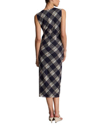 Kenneth Cole Kenneth Cole Printed Mesh Side Ruched Midi Dress