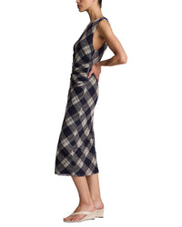 Kenneth Cole Kenneth Cole Printed Mesh Side Ruched Midi Dress