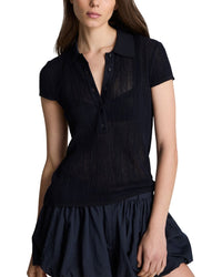 Kenneth Cole Kenneth Cole Variegated Rib Cap Sleeve Polo Shirt