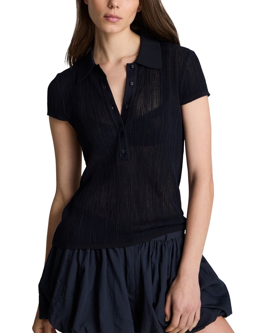 Kenneth Cole Kenneth Cole Variegated Rib Cap Sleeve Polo Shirt