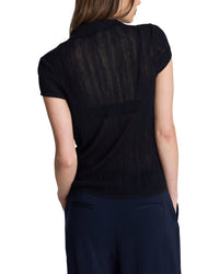 Kenneth Cole Kenneth Cole Variegated Rib Cap Sleeve Polo Shirt