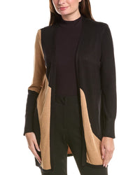T Tahari T Tahari Open Front Colorblock Long Cardigan