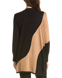 T Tahari T Tahari Open Front Colorblock Long Cardigan