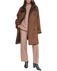 Halston Halston Double-Breasted Wool-Blend Coat