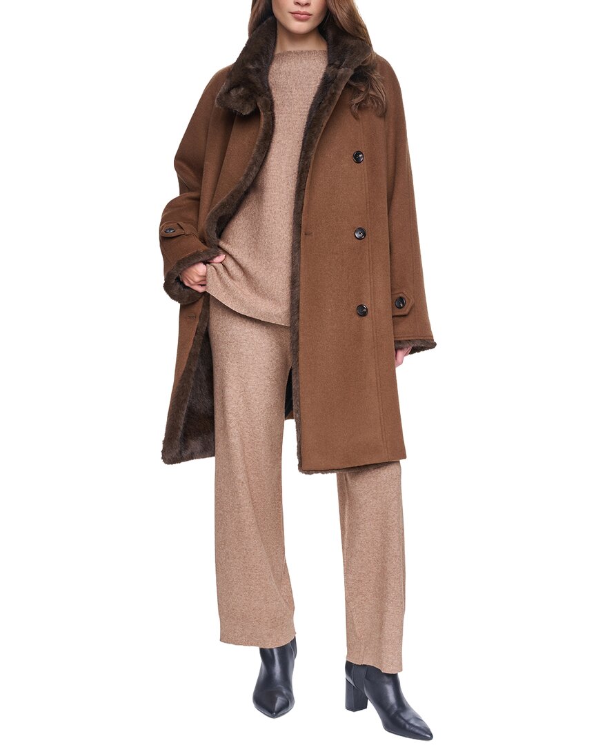 Halston Halston Double-Breasted Wool-Blend Coat