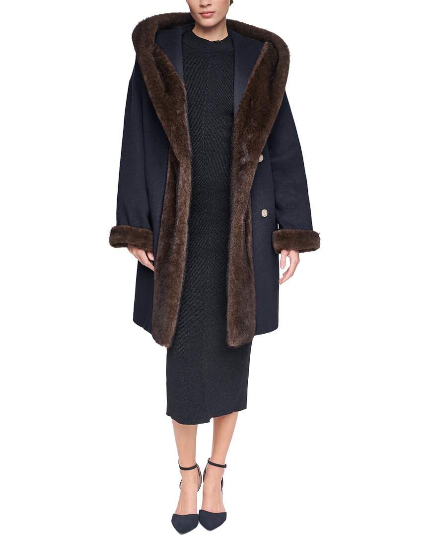 Halston Wool-Blend Down Puffer Coat