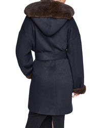 Halston Wool-Blend Down Puffer Coat