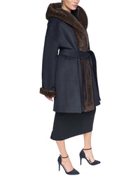 Halston Wool-Blend Down Puffer Coat