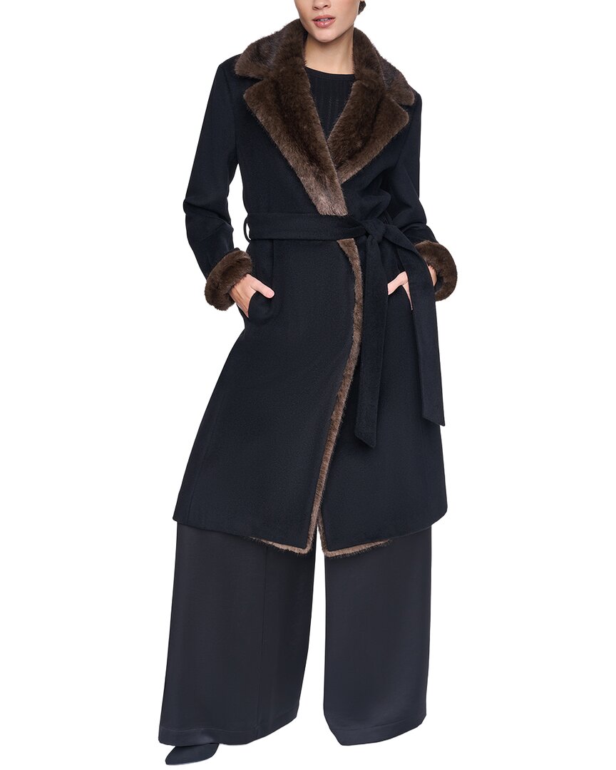 Halston Wool-Blend Notch Collar Coat