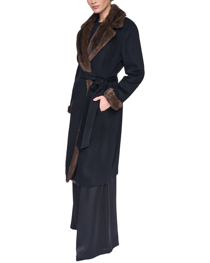 Halston Wool-Blend Notch Collar Coat
