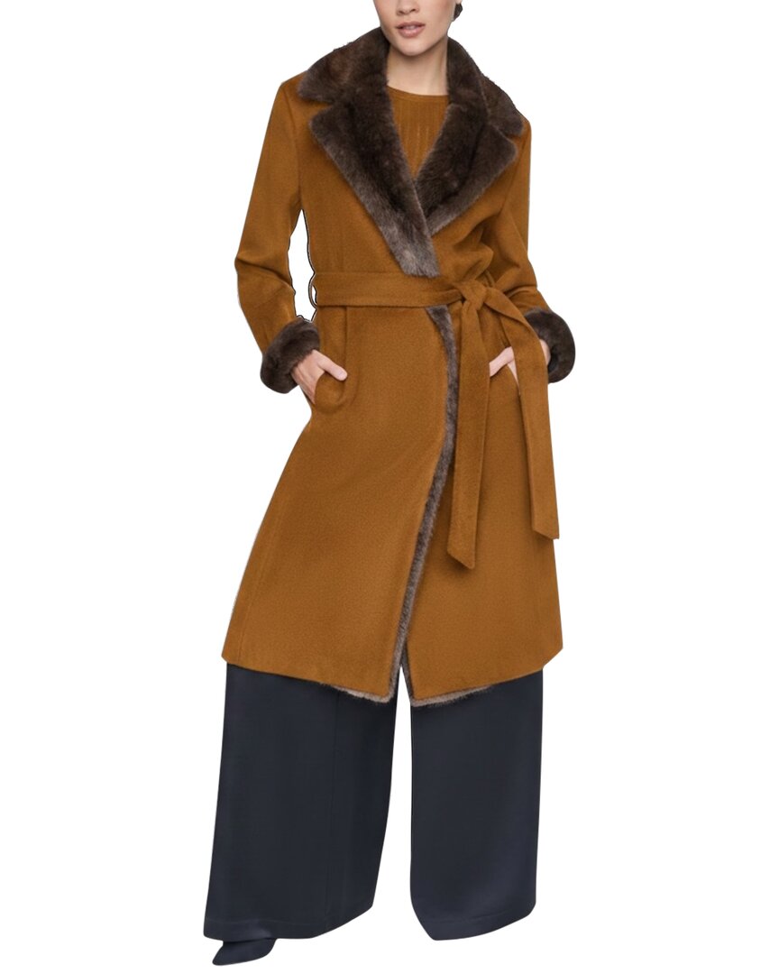 Halston Wool-Blend Notch Collar Coat