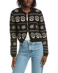 &Isla &Isla Evelyn Floral Motif Cashmere Cardigan