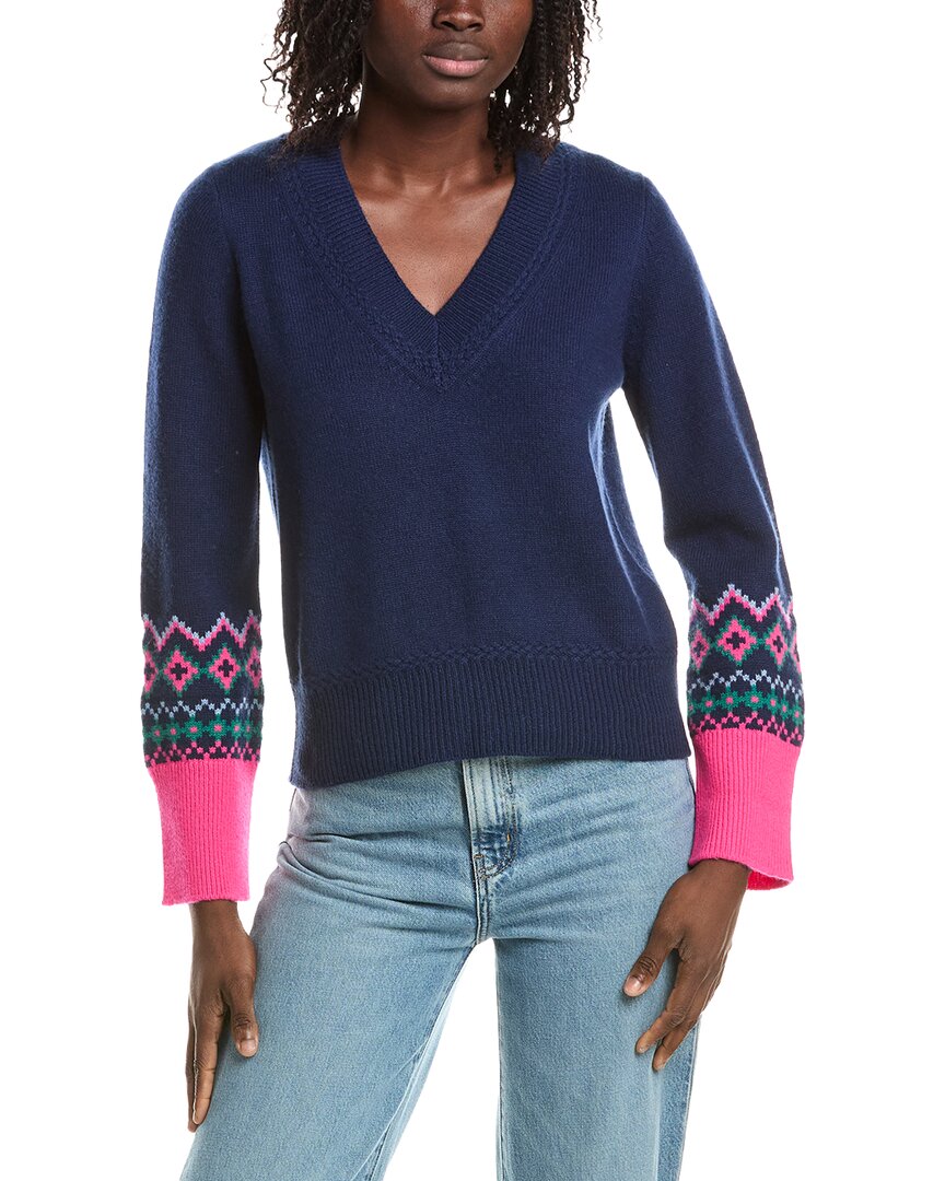 &Isla &Isla Helena Fairisle Cuff V-Neck Cashmere Sweater