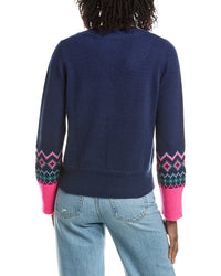 &Isla &Isla Helena Fairisle Cuff V-Neck Cashmere Sweater
