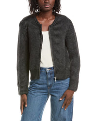&Isla &Isla Juno Plaited Rib Zip Cashmere Bomber Jacket