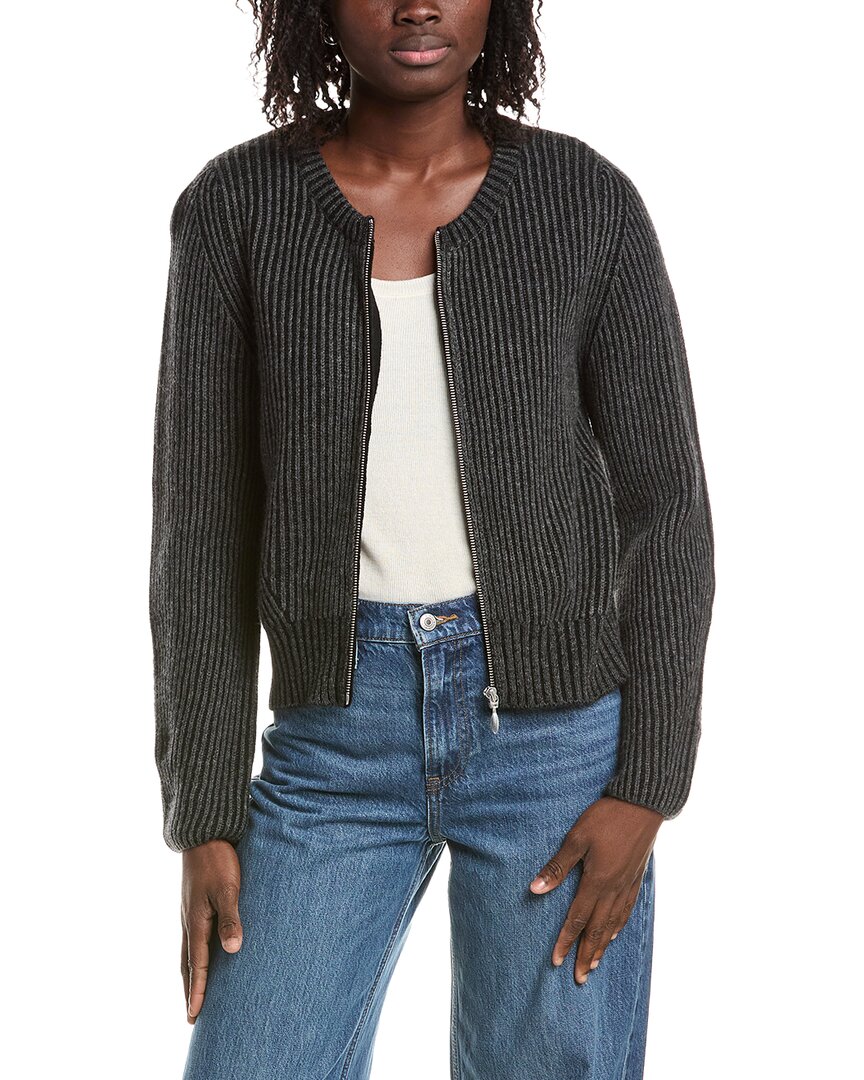 &Isla &Isla Juno Plaited Rib Zip Cashmere Bomber Jacket