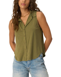 Project Social T Project Social T No Games Collared Button Front Tank