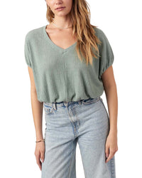 Project Social T Project Social T Cerise V-Neck Bubble Rib T-Shirt