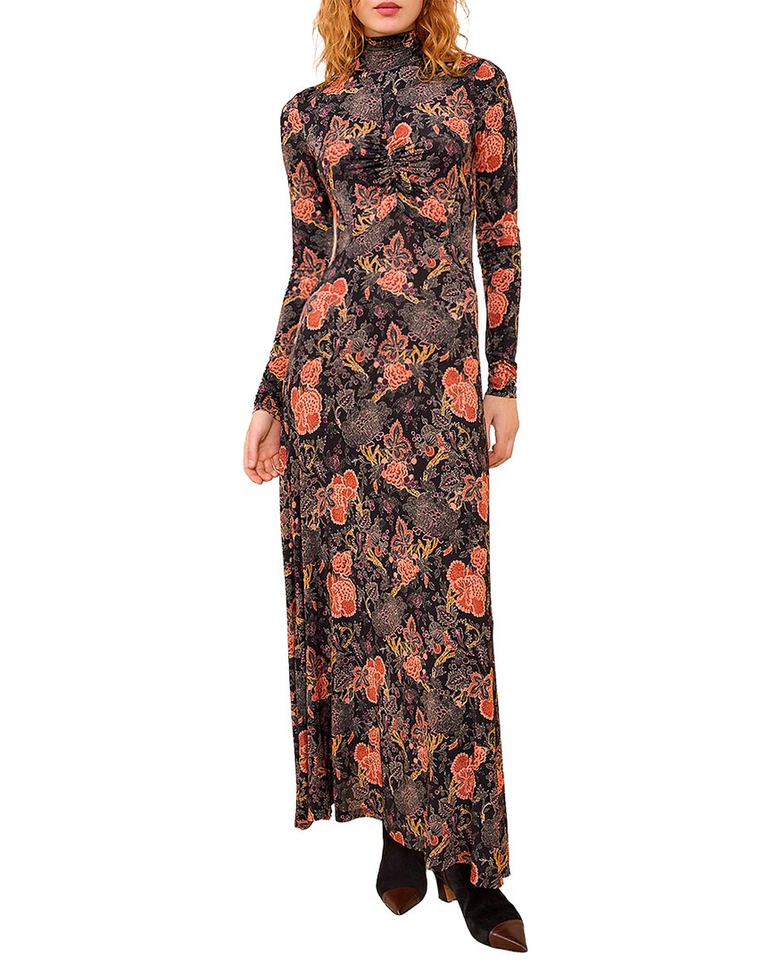 Ulla Johnson Koa Jersey Ruched Front Turtleneck Dress