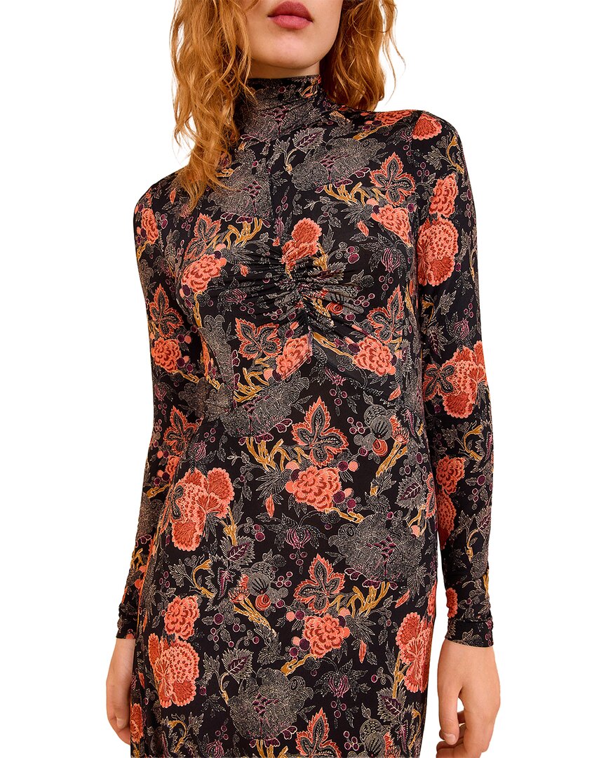 Ulla Johnson Koa Jersey Ruched Front Turtleneck Dress