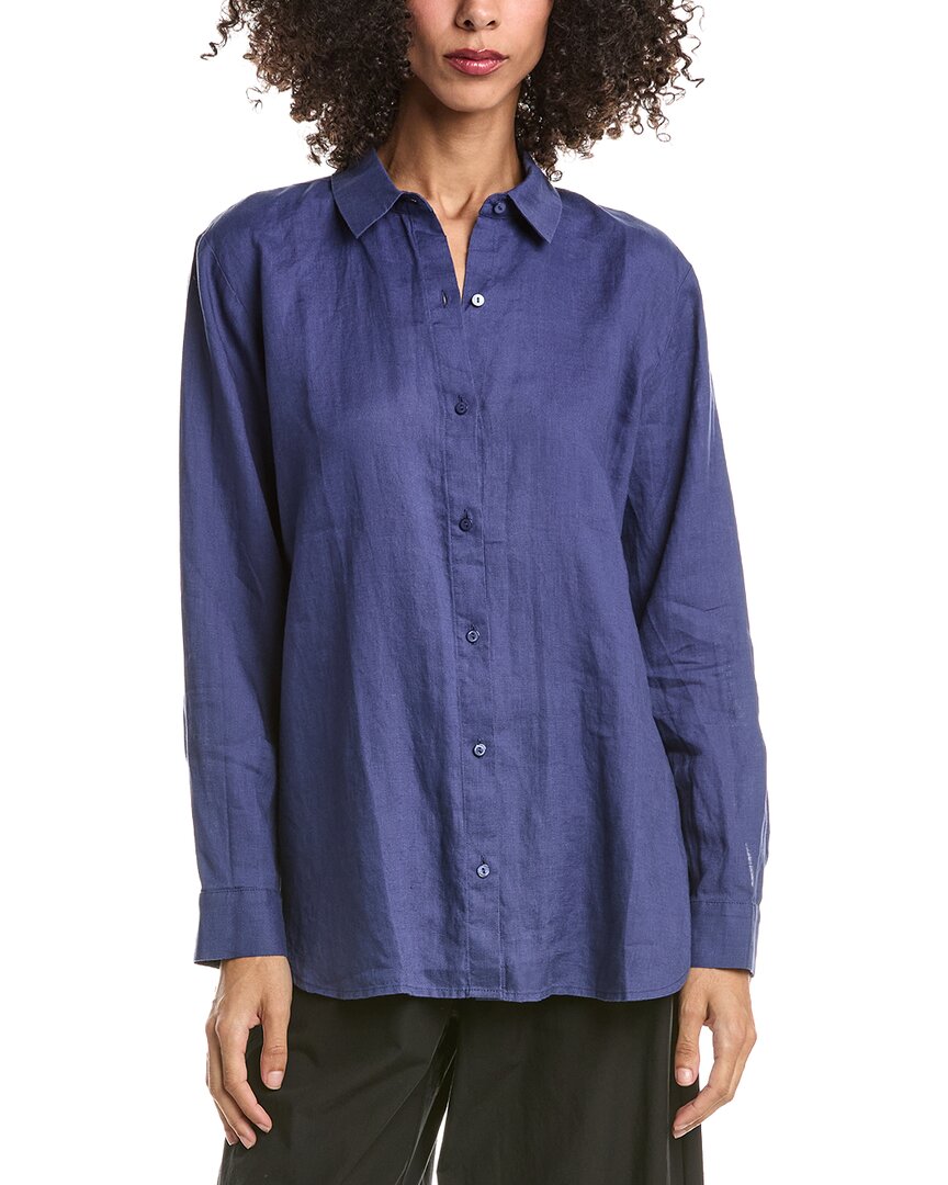 EILEEN FISHER Eileen Fisher Classic Collar Linen Long Shirt
